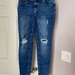 Maurices Dark Blue Distressed Skinny Jeans
